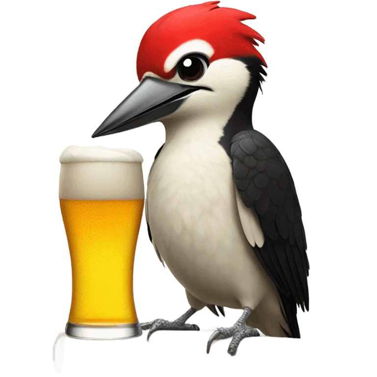 woodpecker holding a beer emoji