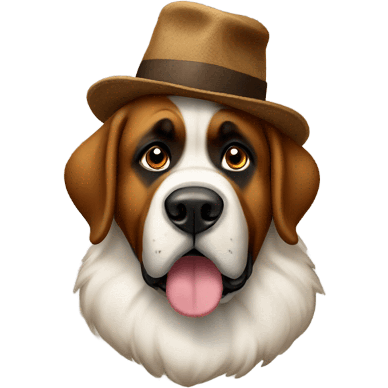 A St. Bernard dog ￼ wearing a hat, but the hat is poop. ￼ emoji