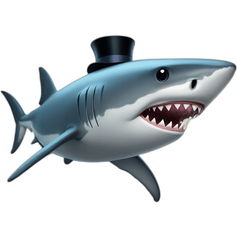 Shark with a top hat emoji