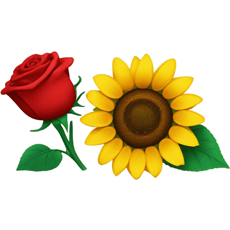 Sunflower and red rose emoji