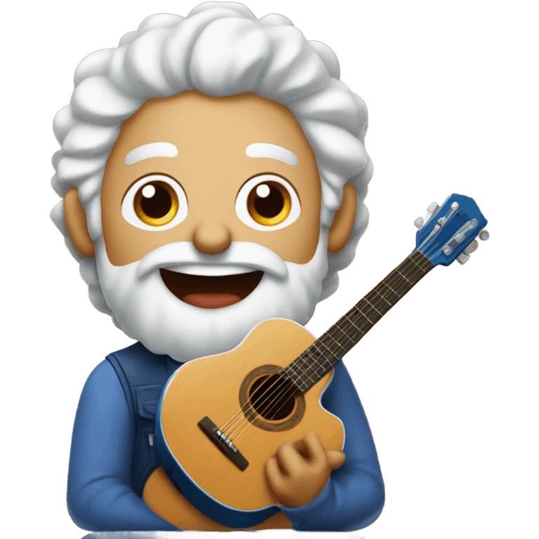 A blueberry muffin with white hair and a acoustic guitar  emoji