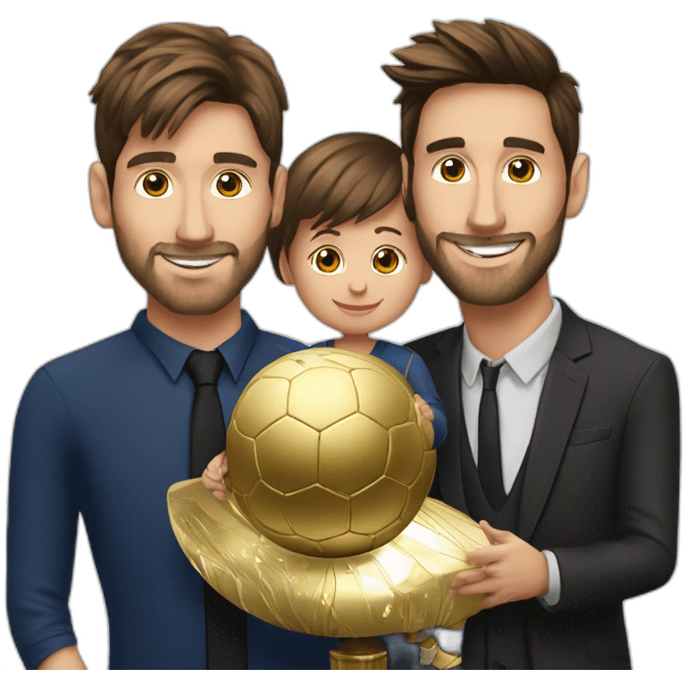 Messi avec ses 8 ballon d'or et sa famille emoji