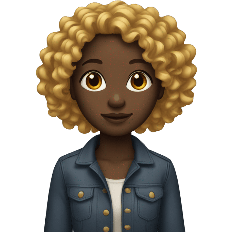 black girl with long curly hair emoji