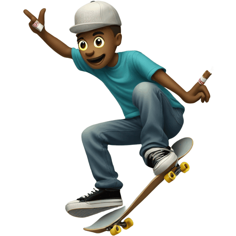 Skateboarding and smoking emoji