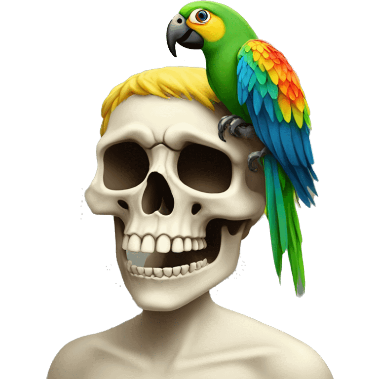 skull with parrot on head emoji