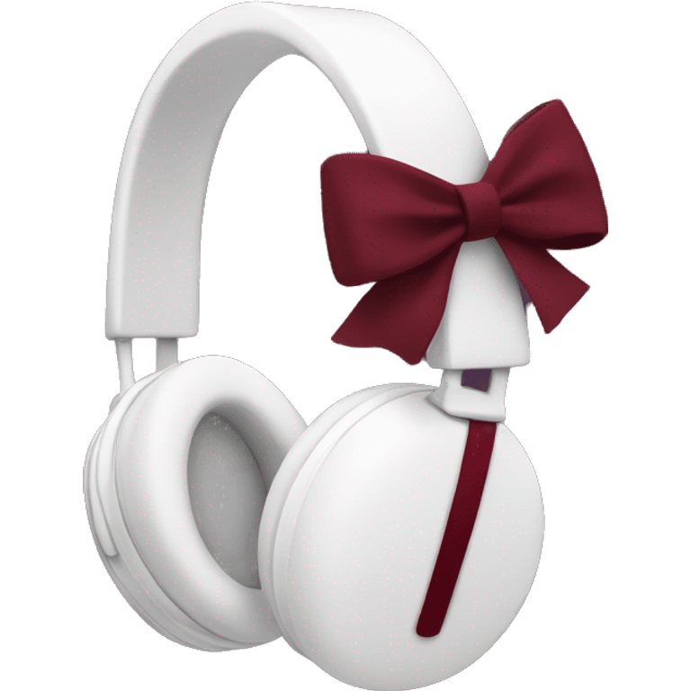 White headphones with burgundy bow emoji