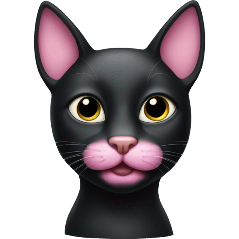 black cat with pink nose  emoji