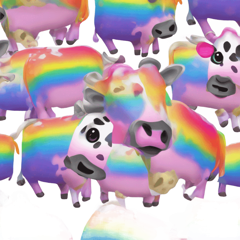 Lisa frank rainbow cow emoji