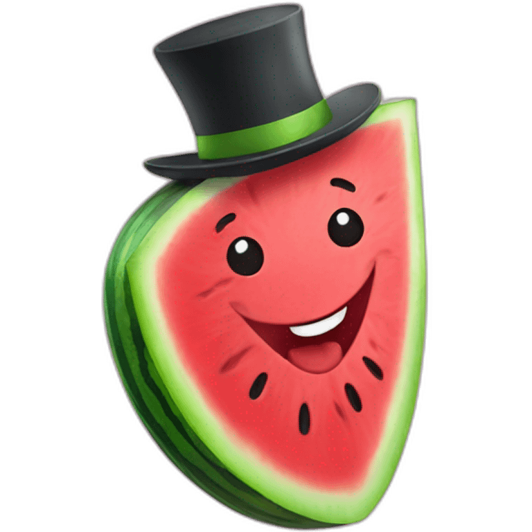 Happy Watermelon slice wearing a top hat emoji