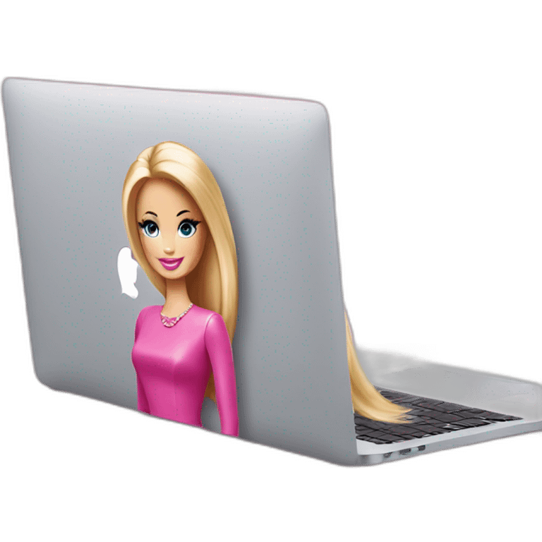 barbie behind macbook emoji