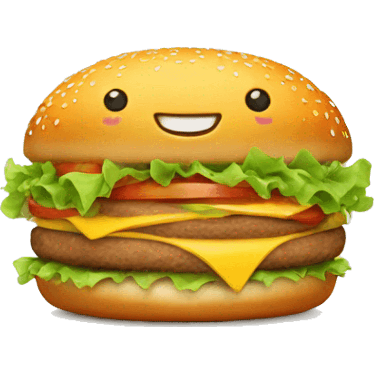 happy burger with face emoji