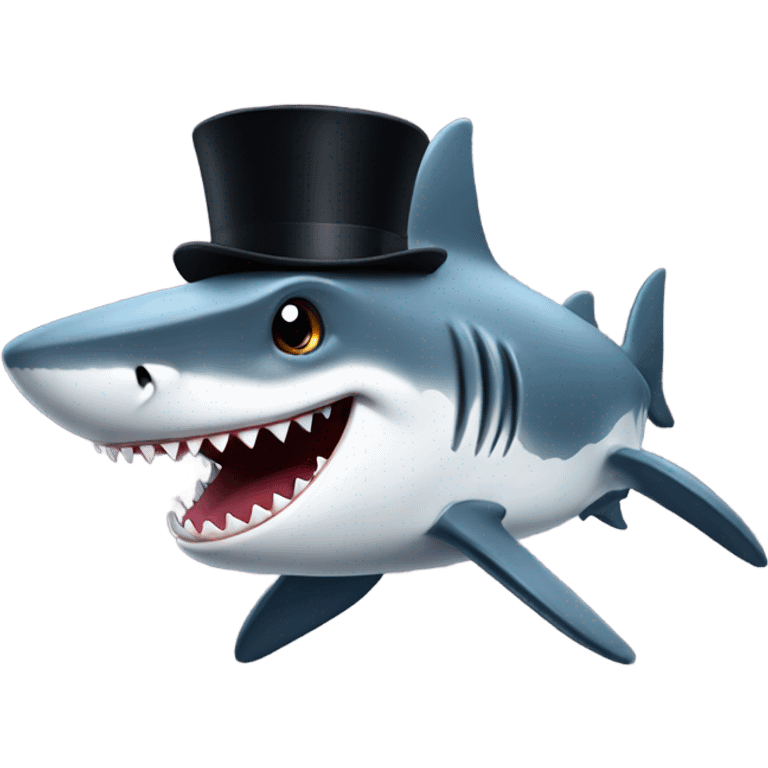 Shark with a top hat emoji