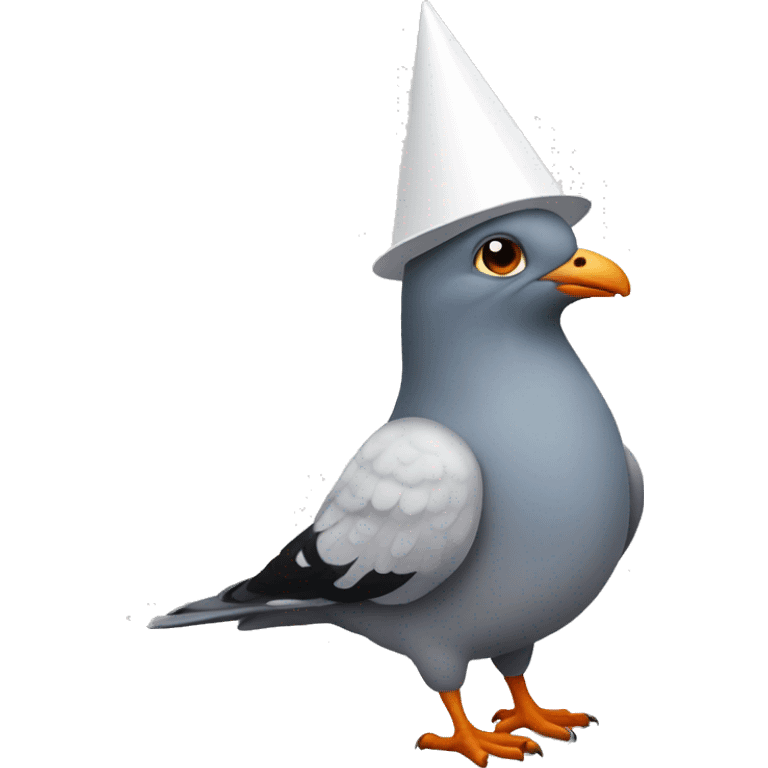 pigeon with a white cone hat emoji