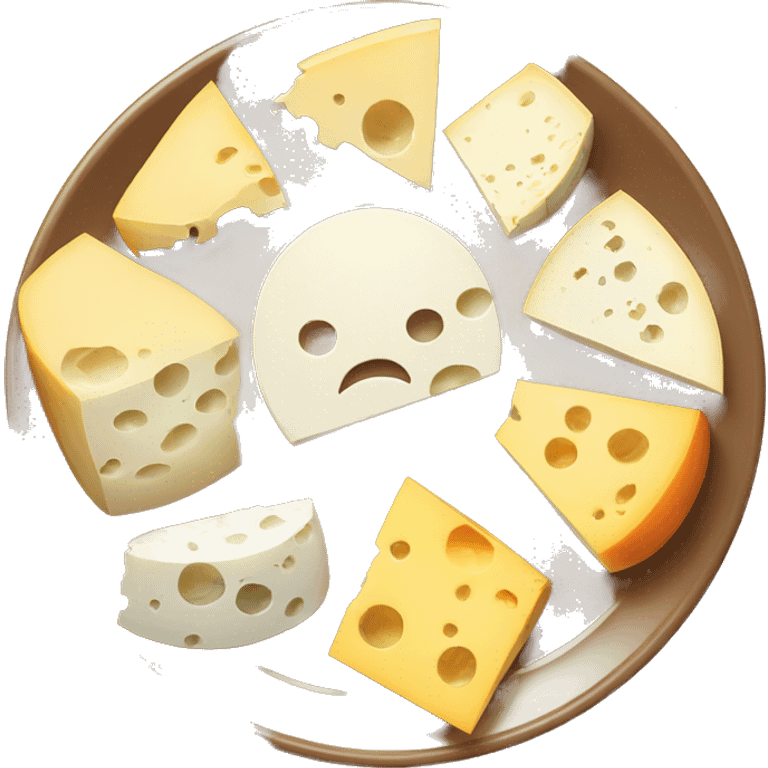 different cheeses with hidden faces on a plate emoji