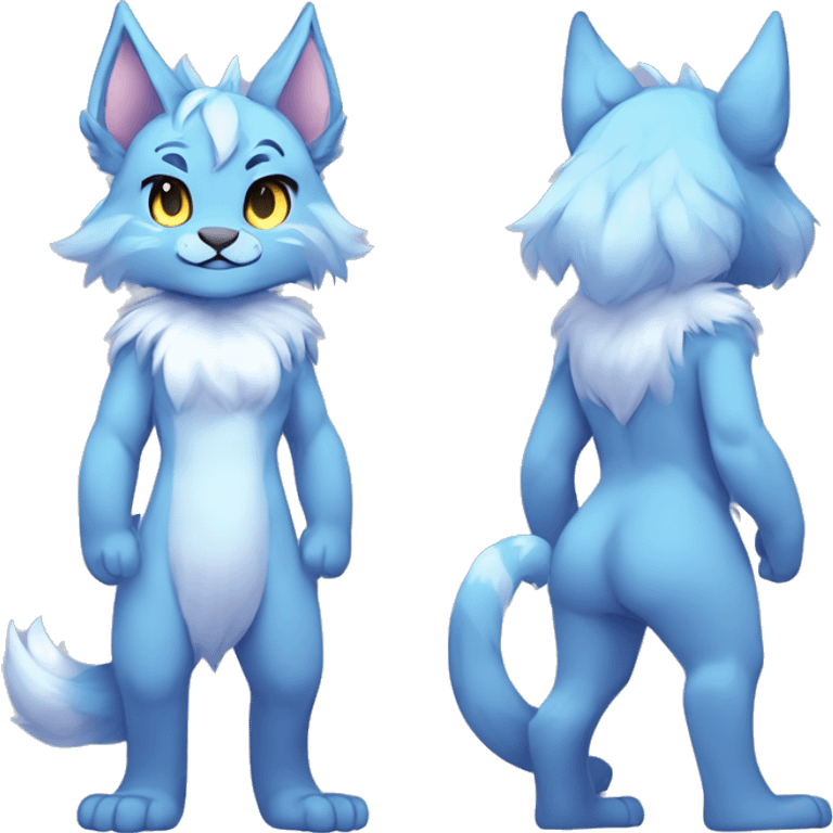 Anthropomorphic Anthro Pastel Blue Sona Lynx-Fakémon Furry Full Body emoji