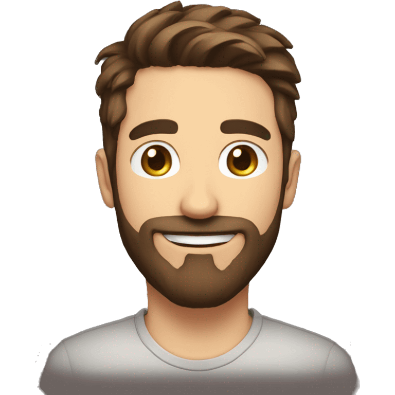 game streamer, short brown hair, brown beard, hyped emoji