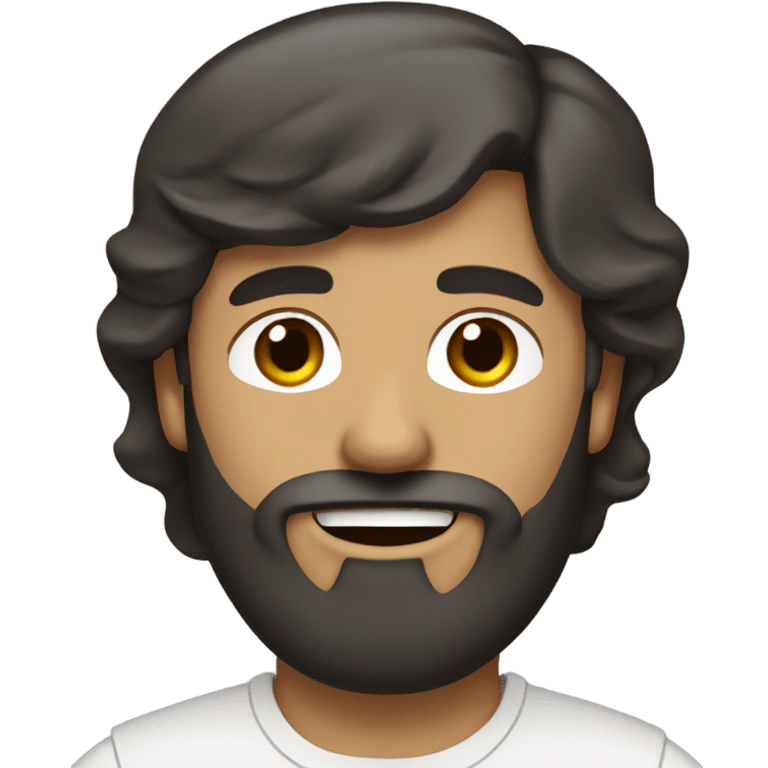 Dark brown hair man with beard on a sailboat emoji