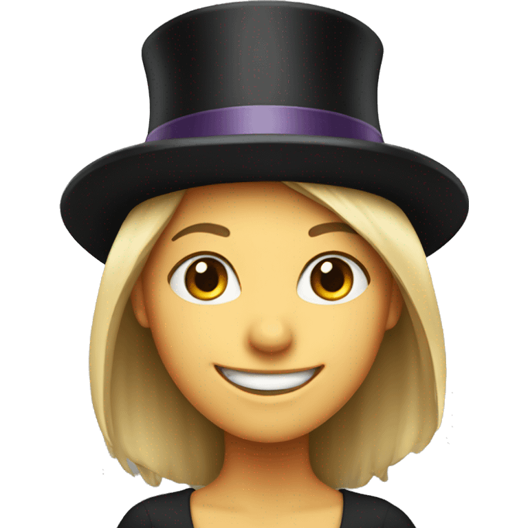 smiling girl in top hat emoji