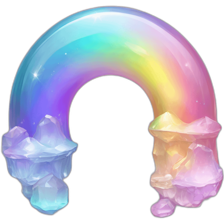 glossy Pastel iridescent glass rainbow crystal crescent emoji