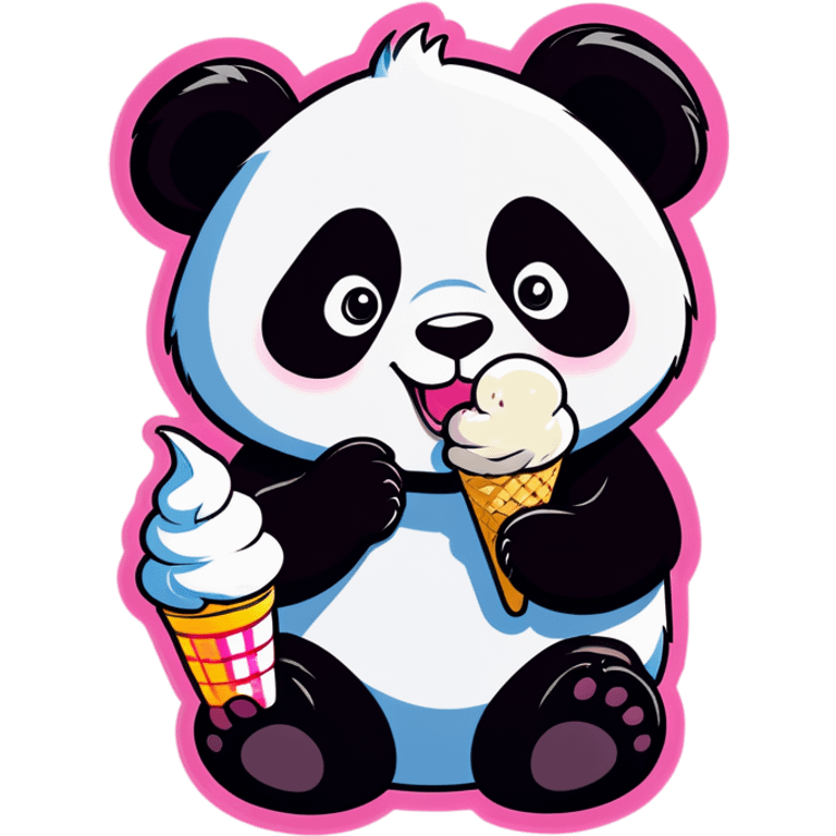 Panda eating ice cream emoji