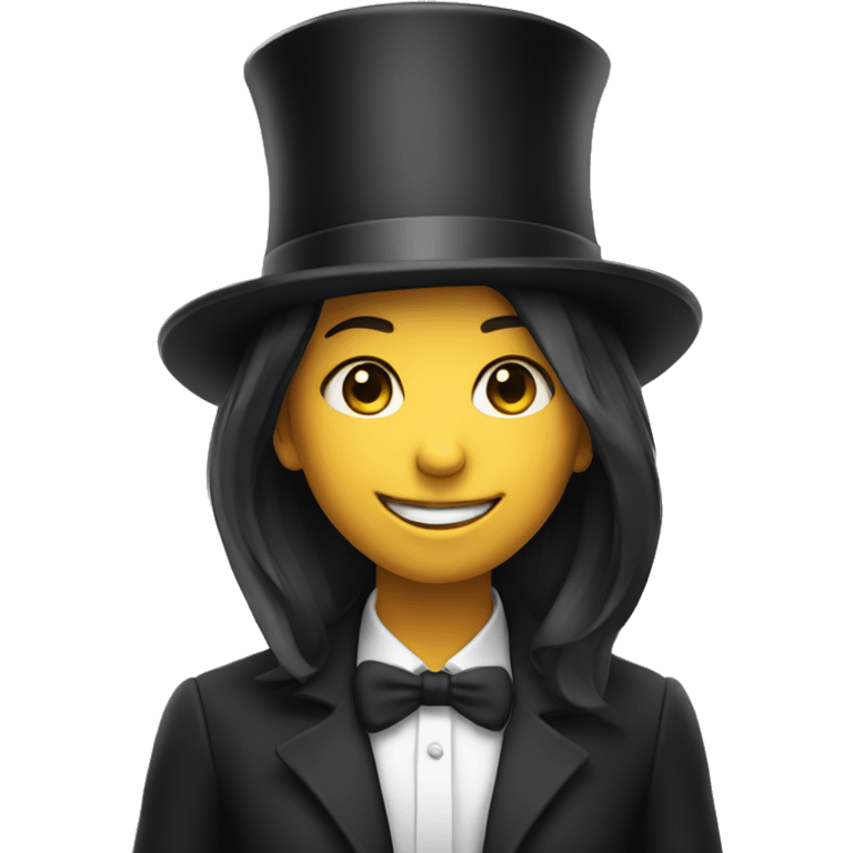 smiling girl in top hat emoji