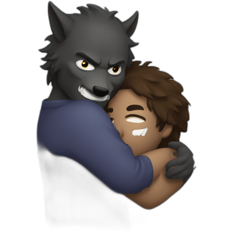 werewolf hugging an anonymous person emoji