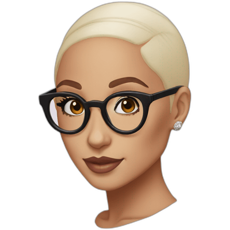 bald ariana grande with round glasses emoji