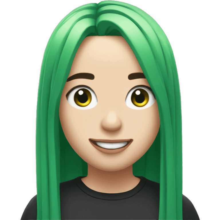 happily surprised Billie Eilish with green hair emoji