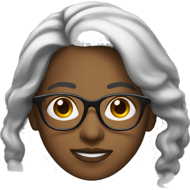 Profesora pelo negro lentes emoji