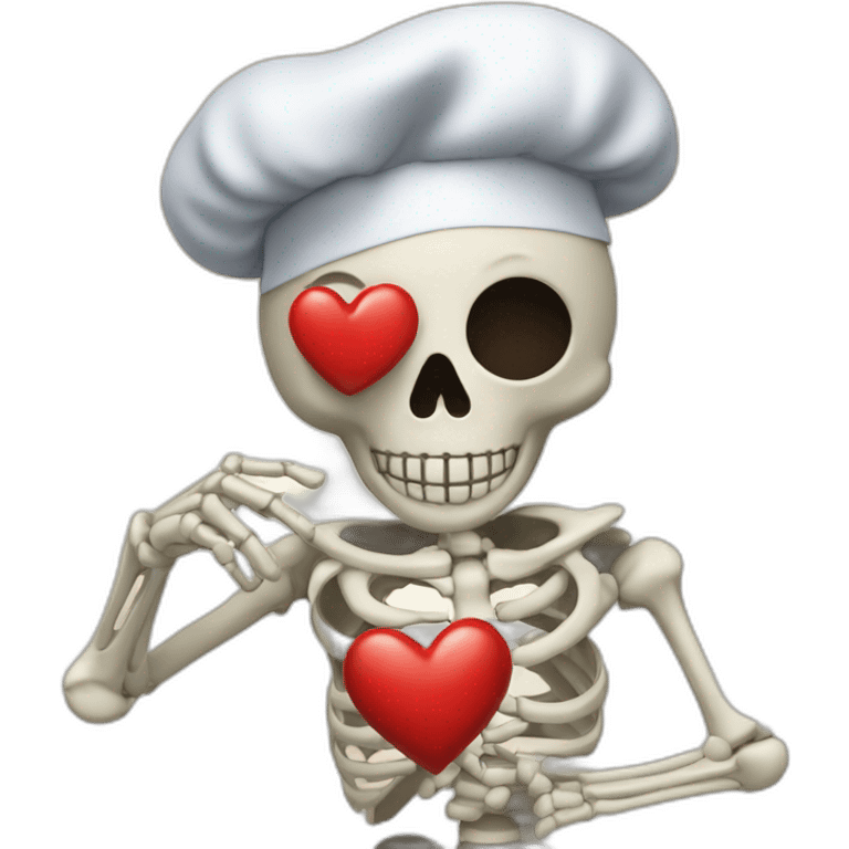 skeleton chef's kiss with heart and pinched fingers emoji