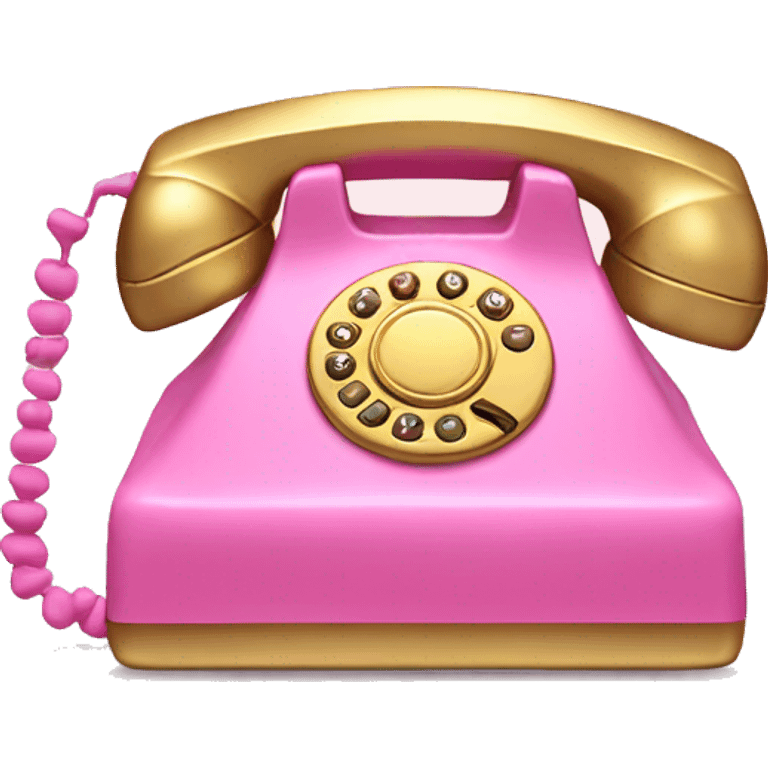 pink and gold phone emoji