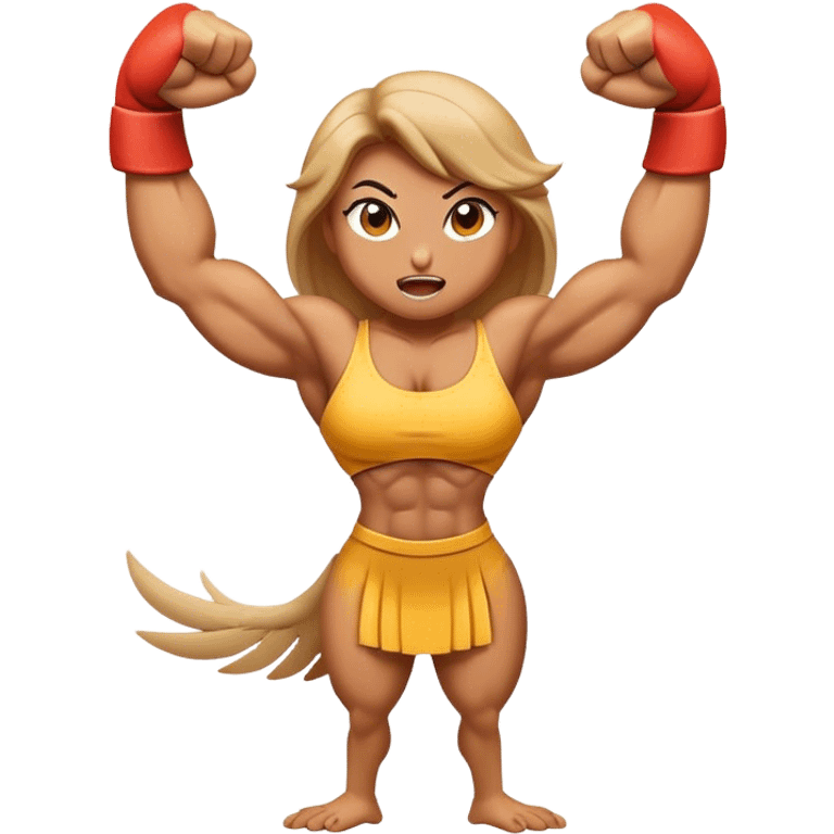 a female bird flexing big muscles emoji