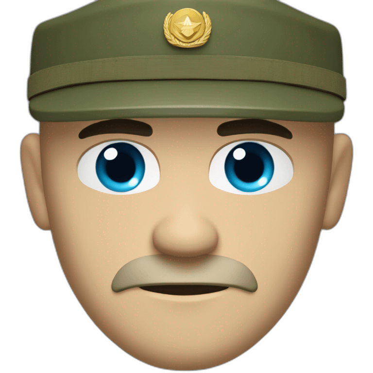 Bald white angry furious serious military man with khaki israel defense forces uniform and cyan beret emoji