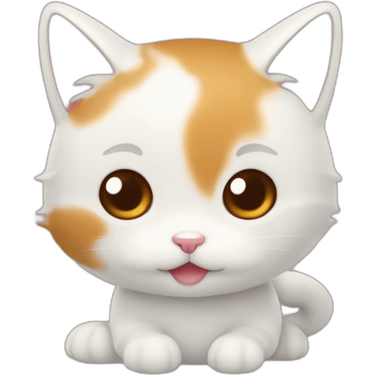 Chat roux kawaii avec un chio  à côtés emoji