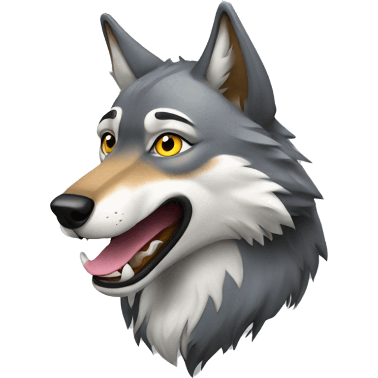 Wolf with quirky f emoji