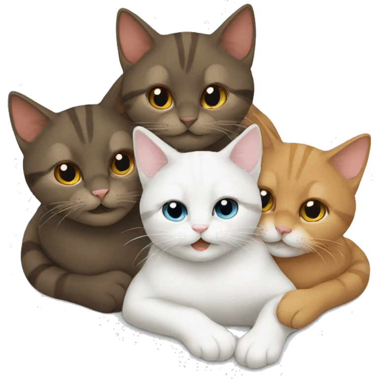 three cats cuddling emoji