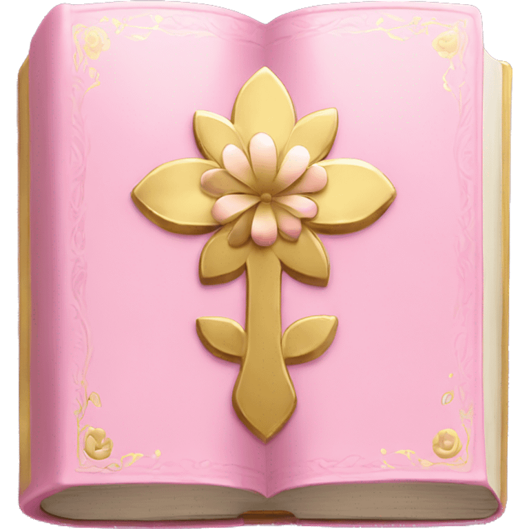 Light Pink Bible with gold flower designs emoji