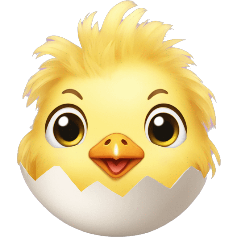 baby chicken with hair hatching from an egg emoji