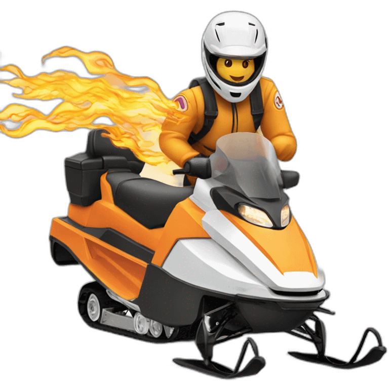 Snow mobile with flame and going fast emoji