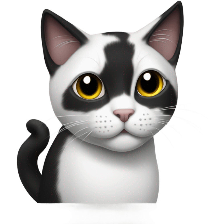 white black cat with white in the end of tail emoji