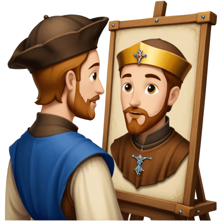 duke talking to medieval painter emoji