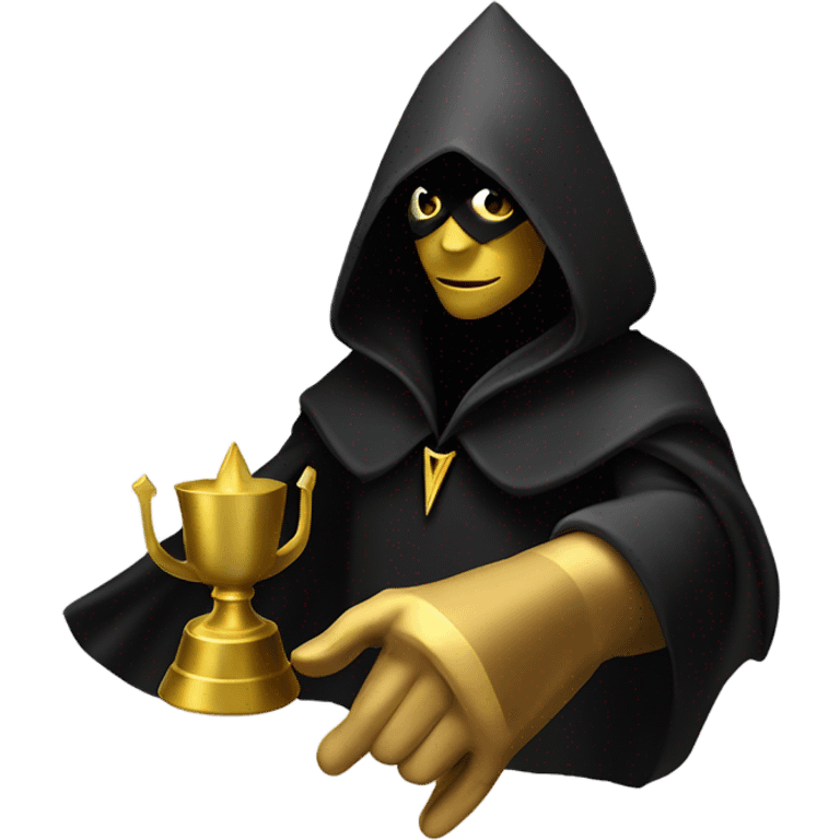 illuminati shadow figure standing in black cloak with gold pyramid on chest emoji