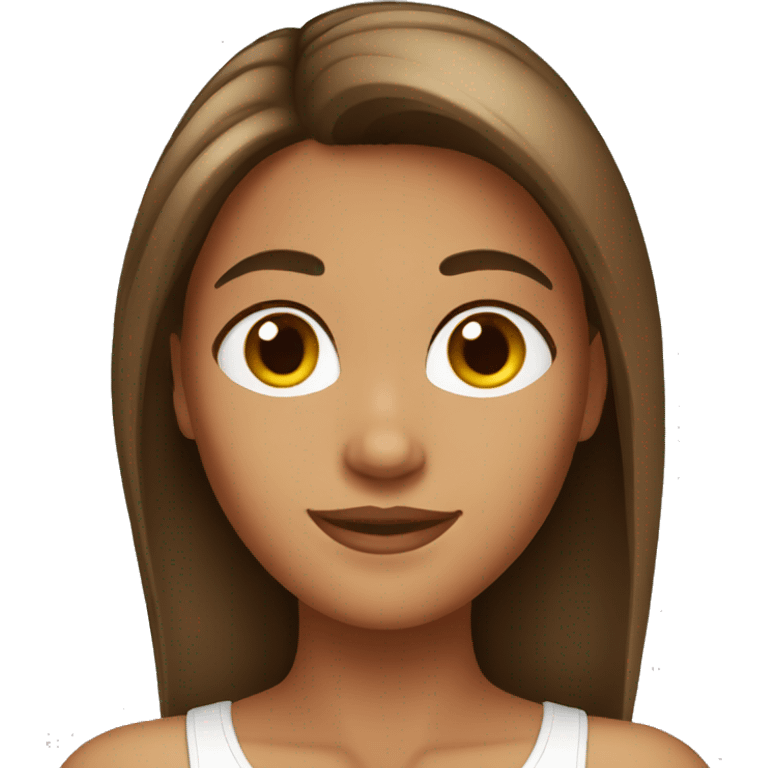 a tanned girl with brown medium hair emoji