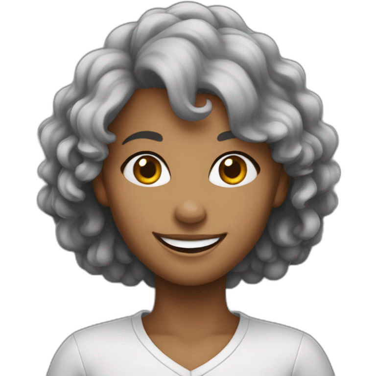 Grey female smiling poddle emoji