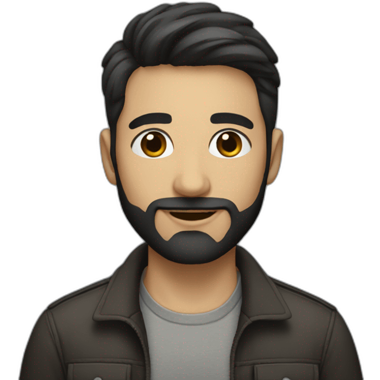 photographer, short hair, dark hair, slight beard emoji