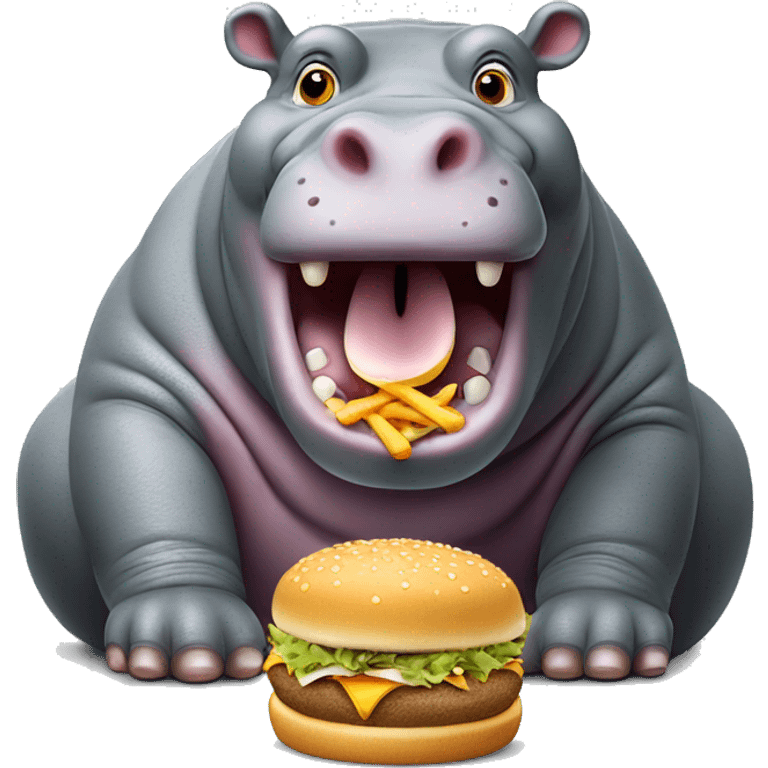 Hippo eating McDonald’s emoji