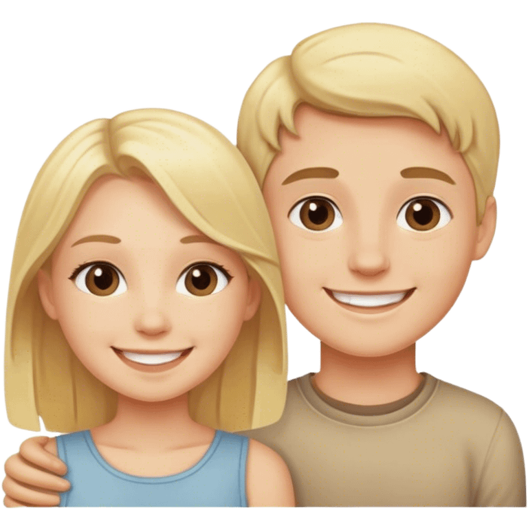 blonde girl and boy smiles emoji