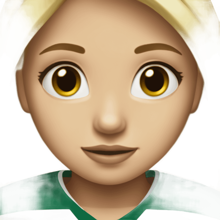 Blonde girl wearing NHL team Dallas Stars hockey jersey emoji