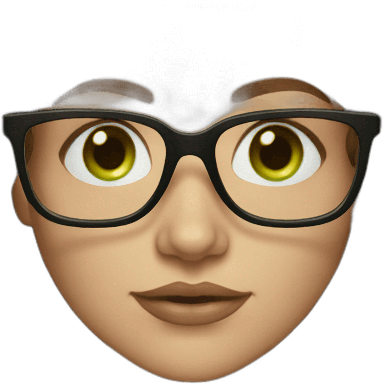 woman-with-wavy-brown-hair-square-glasses-green-eyes emoji