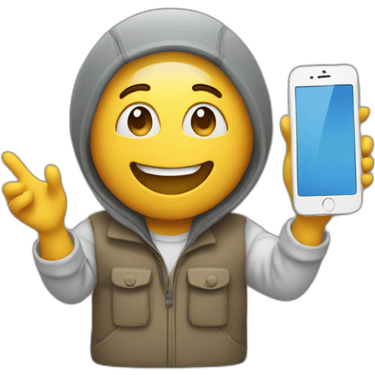 Happy person holding an iPhone emoji